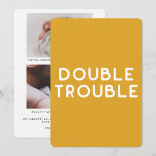 Moderne minimale gouden gele Baby foto bij geboort Aankondiging