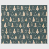Moderne, minimale gouden kerstbomen cadeaupapier (Vlak)