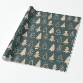 Moderne, minimale gouden kerstbomen cadeaupapier (Uitgerold)