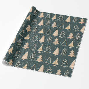 Moderne, minimale gouden kerstbomen cadeaupapier