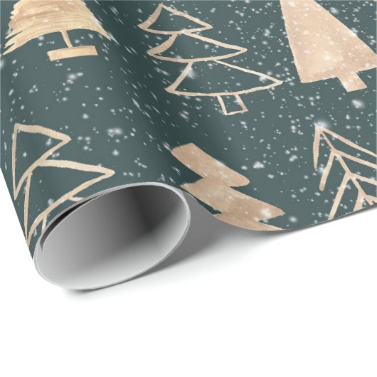Moderne, minimale gouden kerstbomen cadeaupapier (Rol Hoek)