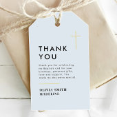 Moderne Minimale Gouden Kruis Doop Cadeaulabel