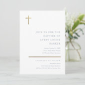 Moderne Minimale Gouden Kruis Doop Kaart (Staand voorkant)