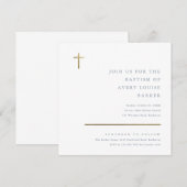 Moderne Minimale Gouden Kruis Doop Kaart (Voorkant / Achterkant)