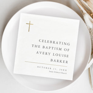 Moderne Minimale Gouden Kruis Doop Servet