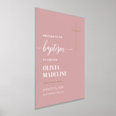 Moderne Minimale Gouden Kruis Doop Welkom Teken Folie Afdrukken (Laagn)