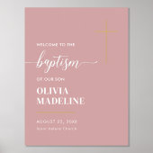 Moderne Minimale Gouden Kruis Doop Welkom Teken Folie Afdrukken (Voorkant)