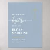 Moderne Minimale Gouden Kruis Doop Welkom Teken Folie Afdrukken (Voorkant)