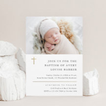 Moderne Minimale Gouden Kruis Foto Doop