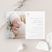 Moderne Minimale Gouden Kruis Foto Doop