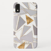 Moderne minimale gouden lijntjes grijze driehoeken Case-Mate iPhone case (Achterkant)