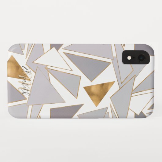Moderne minimale gouden lijntjes grijze driehoeken Case-Mate iPhone case (Achterkant (horizontaal))