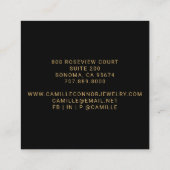 Moderne minimale gouden monogram sieraden ontwerpe vierkante visitekaartje (Achterkant)