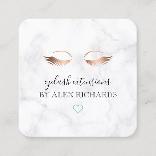 Moderne minimale gouden rozen gouden wimpers vierkante visitekaartje (Voorkant)