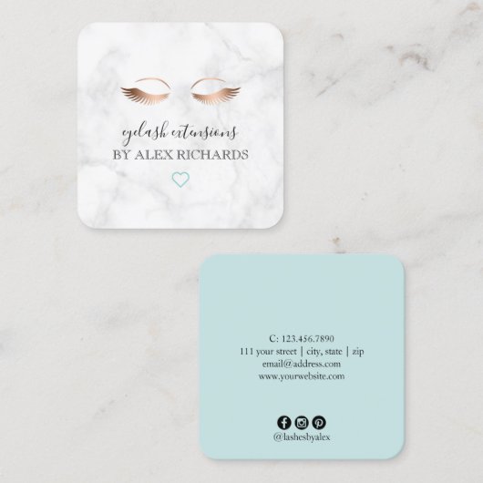 Moderne minimale gouden rozen gouden wimpers vierkante visitekaartje (Voorkant / Achterkant)