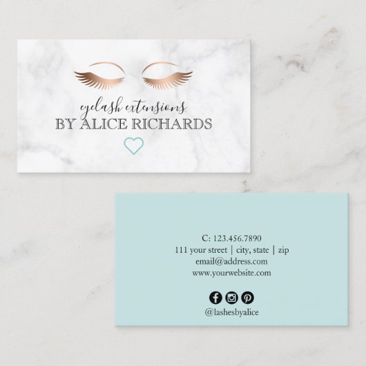 Moderne minimale gouden rozen gouden wimpers visitekaartje (Voorkant / Achterkant)