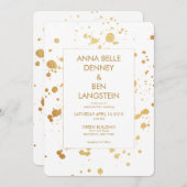 Moderne minimale gouden verf Splatter Elegante bru Kaart (Voorkant / Achterkant)