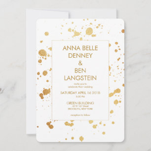 Moderne minimale gouden verf Splatter Elegante bru Kaart