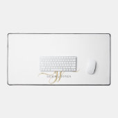 Moderne minimale gouden witte script monogram bure bureaumat (Keyboard & Muis)
