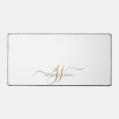 Moderne minimale gouden witte script monogram bure bureaumat (Voorkant)