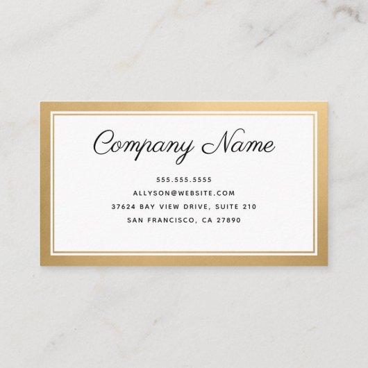 Moderne minimale goudolie visitekaartje (Achterkant)