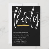 Moderne minimale goudpenseelstreek 30e verjaardag kaart (Voorkant)