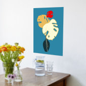 Moderne, minimale goudvaas met grote bladeren folie afdrukken (Laag (Keuken))