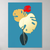 Moderne, minimale goudvaas met grote bladeren folie afdrukken (Voorkant)