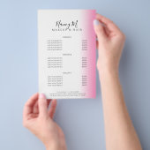 Moderne minimale gradiënt roze witte make-up & haa flyer (Hand)
