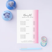 Moderne minimale gradiënt roze witte make-up & haa flyer (Enkel)