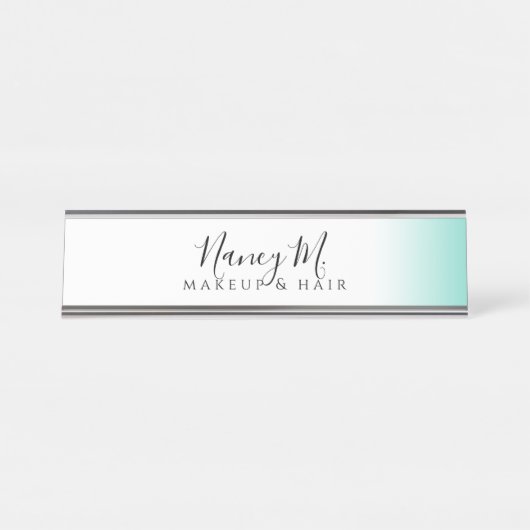 Moderne minimale gradiënt witte make-up & haar bureau naambordje (Voorkant)