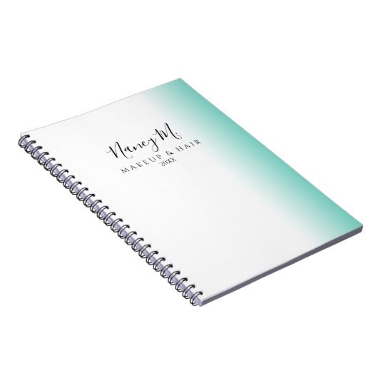 Moderne minimale gradiënt witte make-up & haar notitieboek (Rechterzijde)