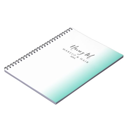 Moderne minimale gradiënt witte make-up & haar notitieboek (Linkerzijde)