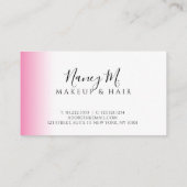 Moderne minimale gradiëntroze witte make-up & haar afsprakenkaartje (Achterkant)
