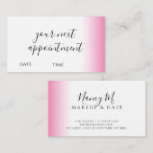 Moderne minimale gradiëntroze witte make-up & haar afsprakenkaartje (Voorkant / Achterkant)