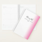 Moderne minimale gradiëntroze witte make-up & haar planner (Display)