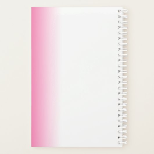 Moderne minimale gradiëntroze witte make-up & haar planner (Achterkant)