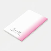 Moderne minimale gradiëntroze witte make-up & haar post-it® notes (Schuin)