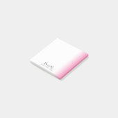 Moderne minimale gradiëntroze witte make-up & haar post-it® notes (Schuin)