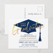 Moderne Minimale Graduation Party Aankondigingskaart (Voorkant / Achterkant)