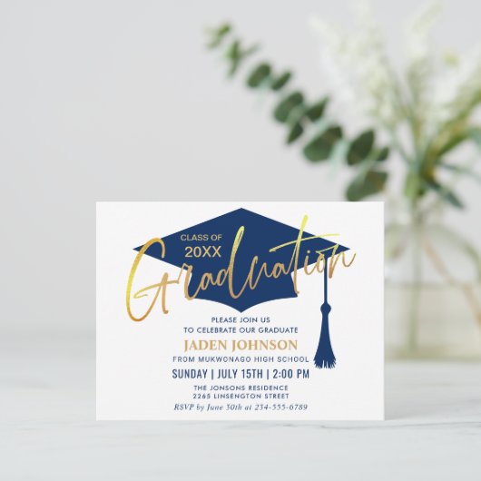 Moderne Minimale Graduation Party Aankondigingskaart (Staand voorkant)