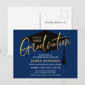 Moderne Minimale Graduation Party Aankondigingskaart (Voorkant / Achterkant)