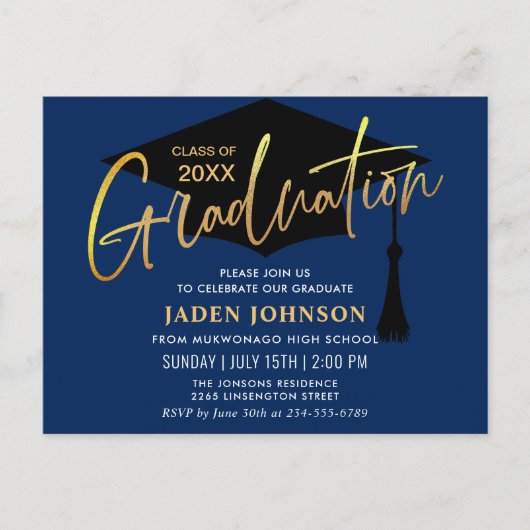 Moderne Minimale Graduation Party Aankondigingskaart (Voorkant)