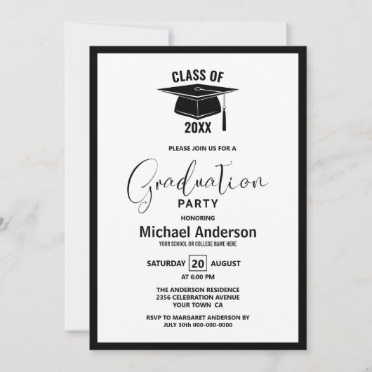 Moderne Minimale Graduation Party Kaart (Voorkant)
