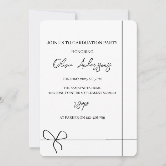 Moderne Minimale Graduation Party Kaart (Voorkant)