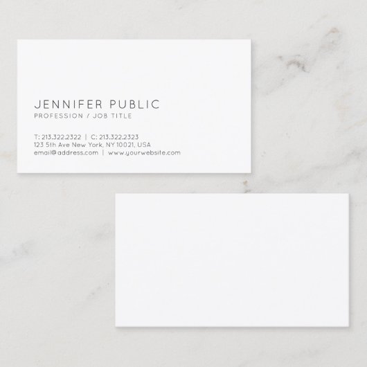 Moderne, minimale grafische vormgeving Trendy Whit Visitekaartje (Voorkant / Achterkant)
