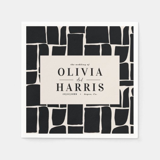Moderne minimale grafische zwart-wit feestgunst servet (Voorkant)