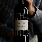 Moderne minimale grafische zwart-wit feestgunst wijn etiket