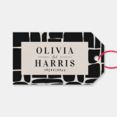 Moderne minimale grafische zwart & wit gunst party cadeaulabel (Voorkant (Horizontaal))