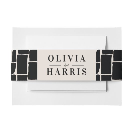 Moderne minimale grafische zwart & wit gunst party uitnodigingen wikkel (Voorkant Voorbeeld)